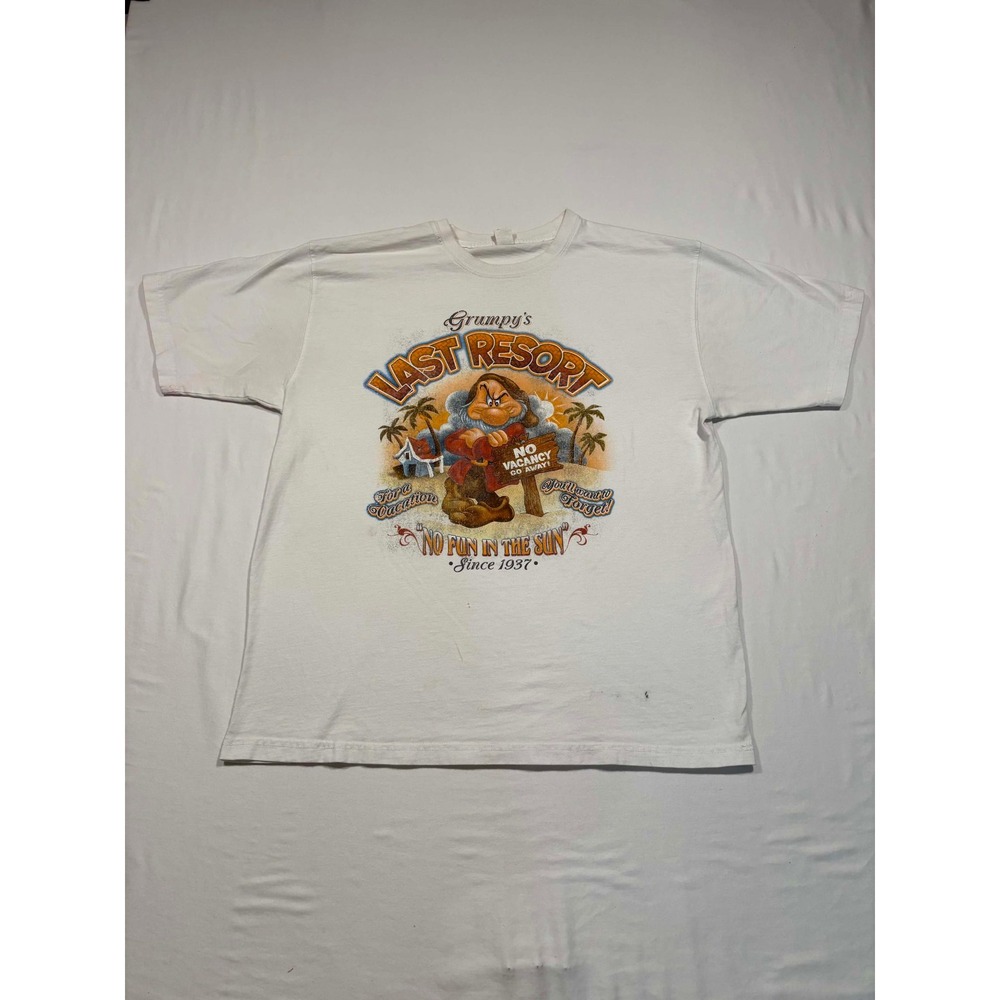 Disney Grumpy Last Resort T‎ Shirt Mens XL White No Fun In The Sun Graphic Tee